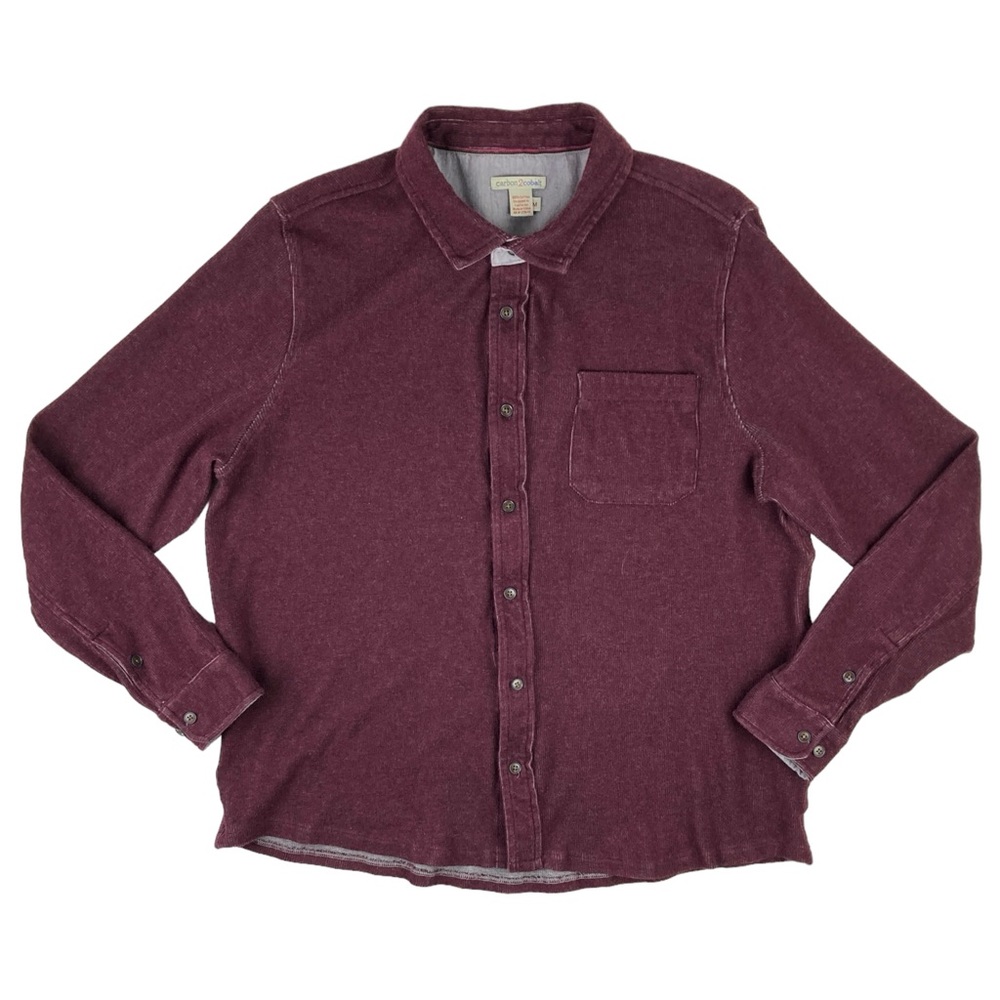 Carbon 2 Cobalt Mens Medium Shirt Dark Red Corduroy Long Sleeve Button Up Pocket